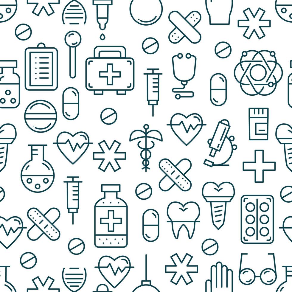 Medicine vector seamless pattern with medical equipment elements.