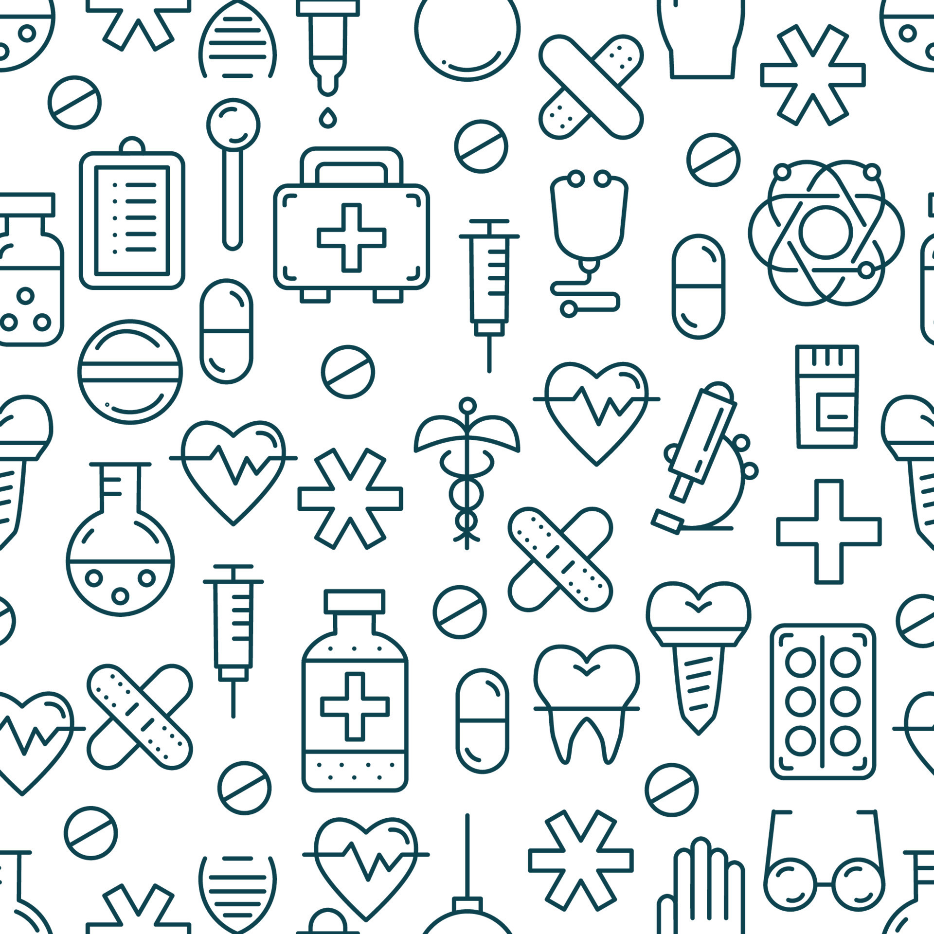 Medicine vector seamless pattern with medical equipment elements
