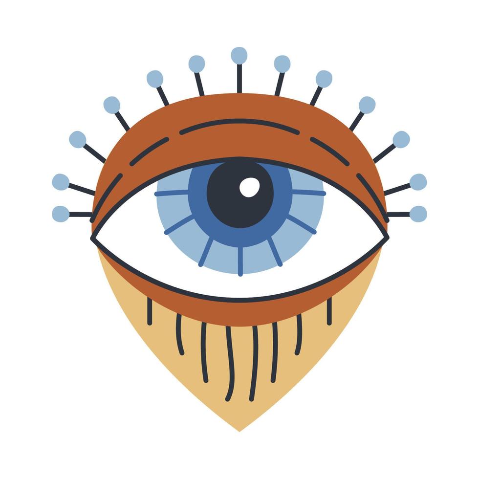 Evil doodle eye. Hand drawn witchcraft eye talisman, magical sacred symbol vector