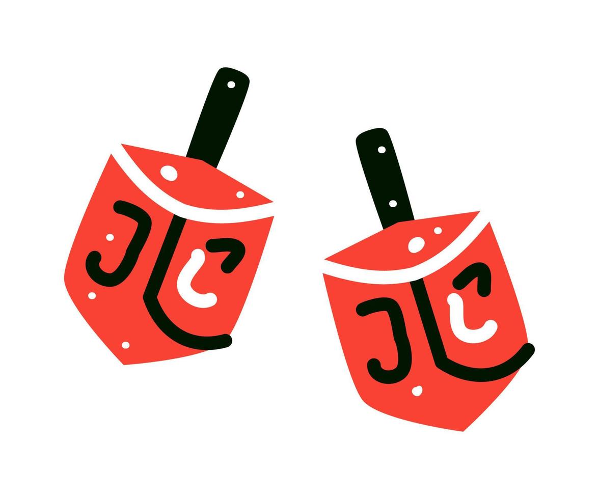 Vector illustration of a series of Hanukkah dreidels. Jewish, hebrew toy