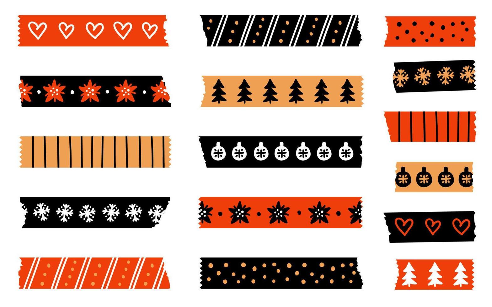 Christmas Washi tapes. Vector set of winter colored scotch lines