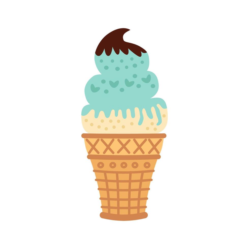 helado en estilo de dibujos animados brillantes. vector de helado en colores agradables aislado