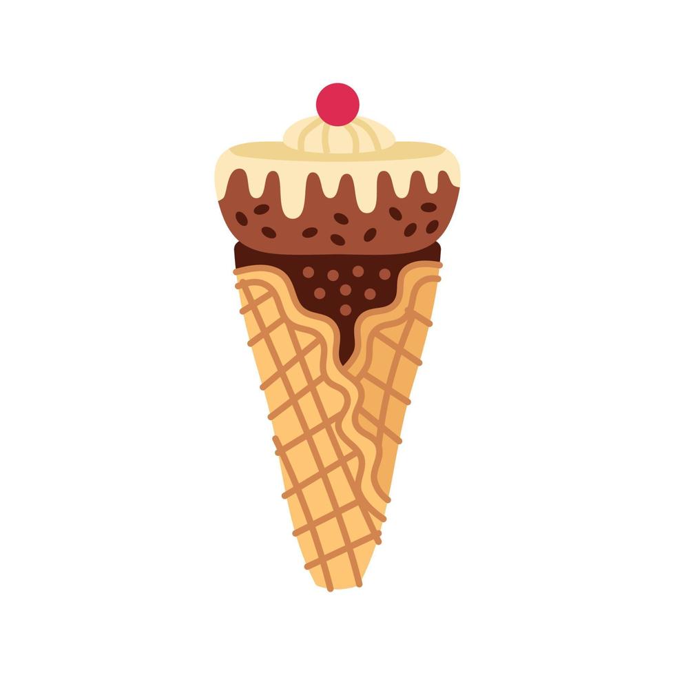 helado en estilo de dibujos animados brillantes. vector de helado en colores agradables aislado