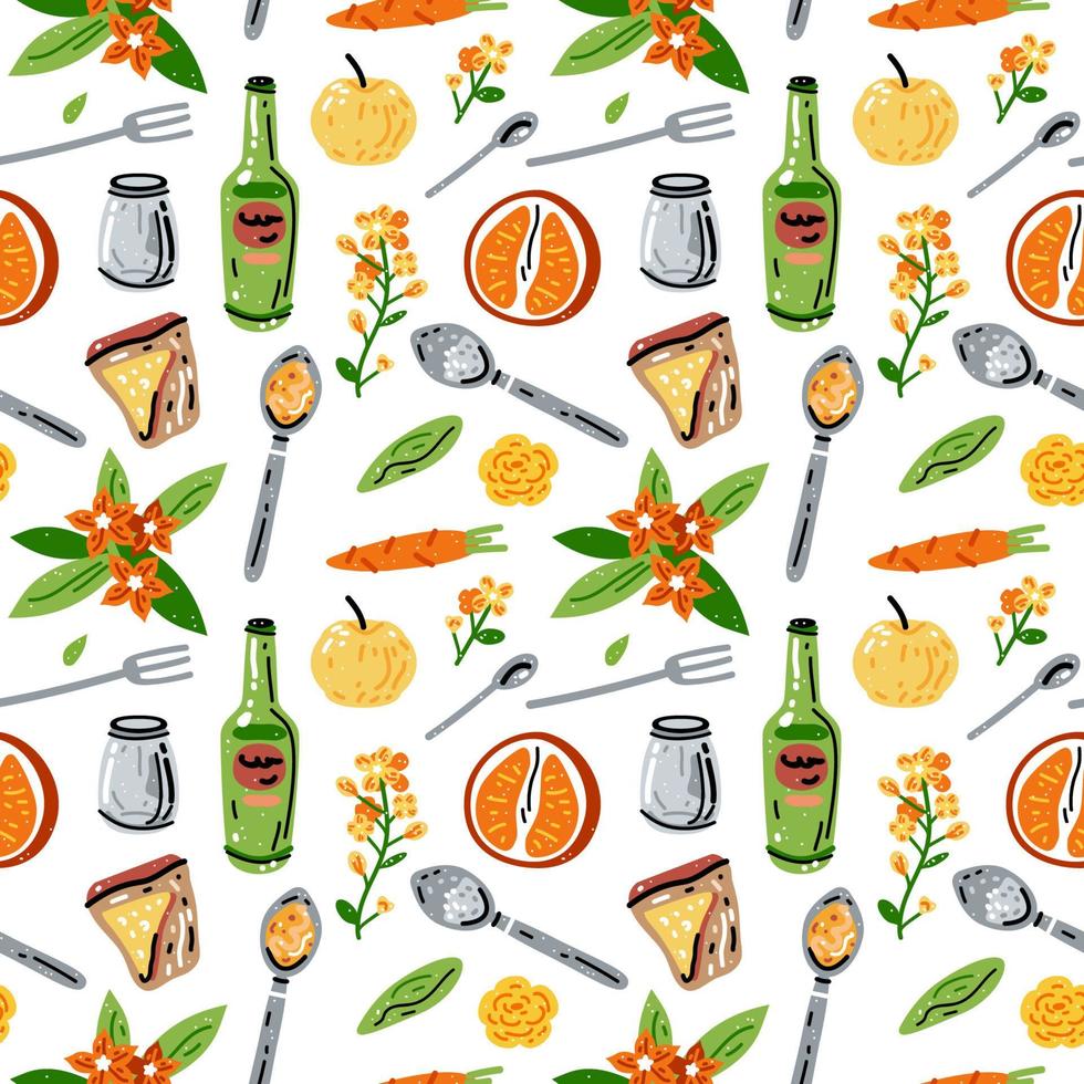 Bright seamless pattern for kitchen design, for the menu vector