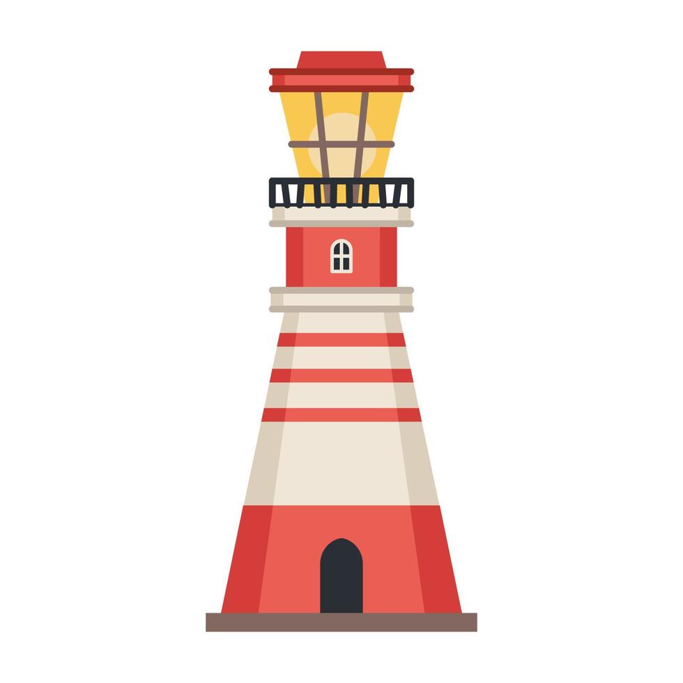 icono de faro detallado de mar aislado en blanco - vector. torre de baliza vector