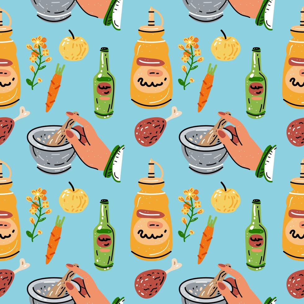 Bright seamless pattern for kitchen design, for the menu vector