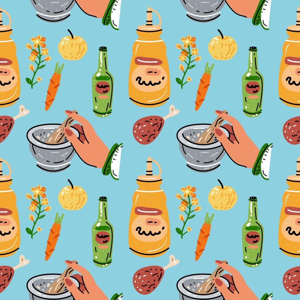 Bright seamless pattern for kitchen design, for the menu vector