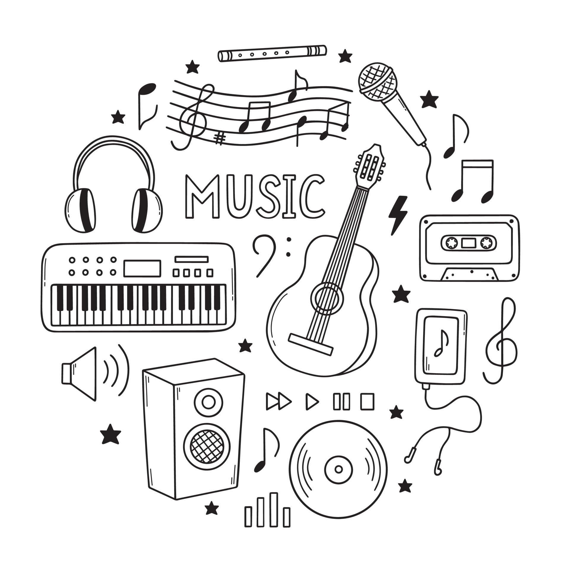 Musical instruments sketch hi-res stock photography and images - Alamy