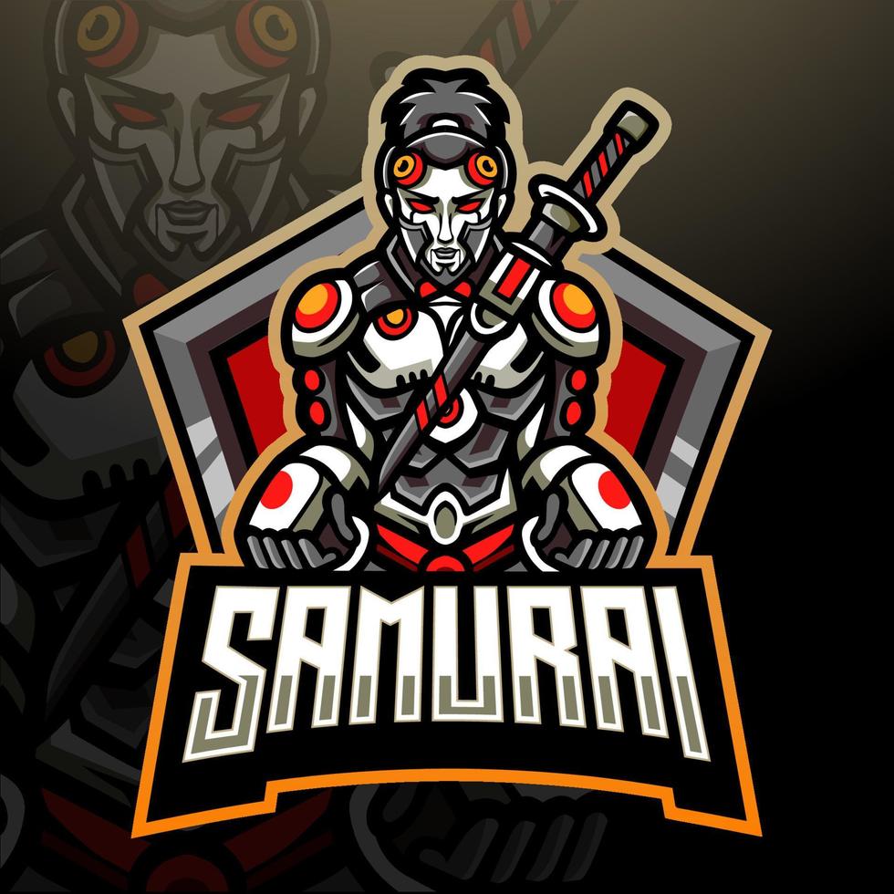 Samurai mecha esport logo mascot designPrint vector