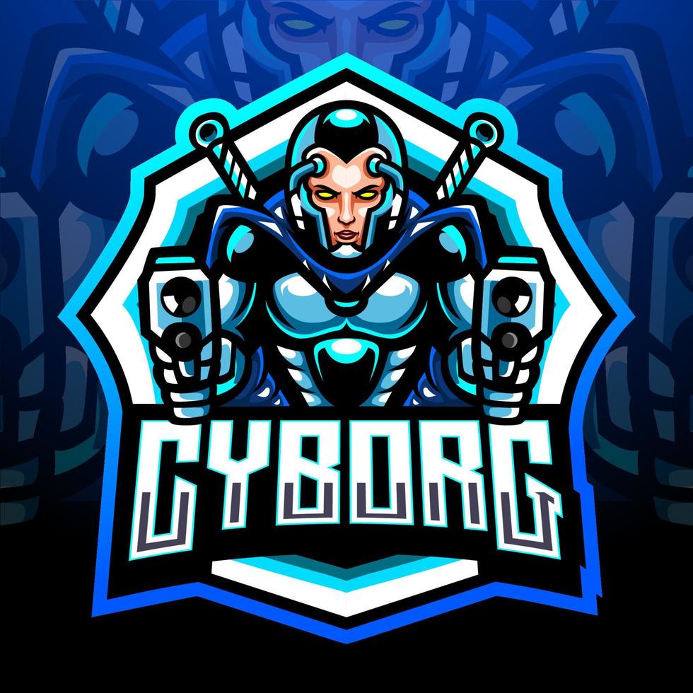 mascota cíborg. diseño de logotipo deportivo vector