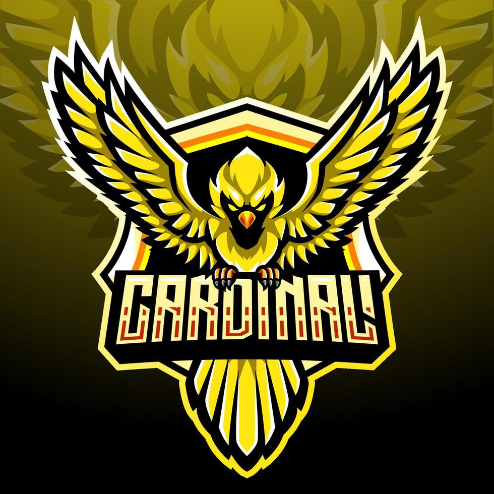 The yellow cardinal bird mascot. esport logo design vector
