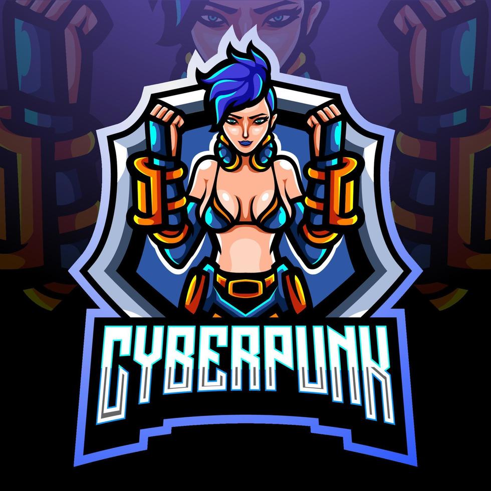 Cyber punk mascot. esport logo design vector