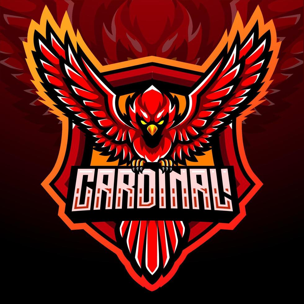 Cardinal bird mascot. esport logo design vector