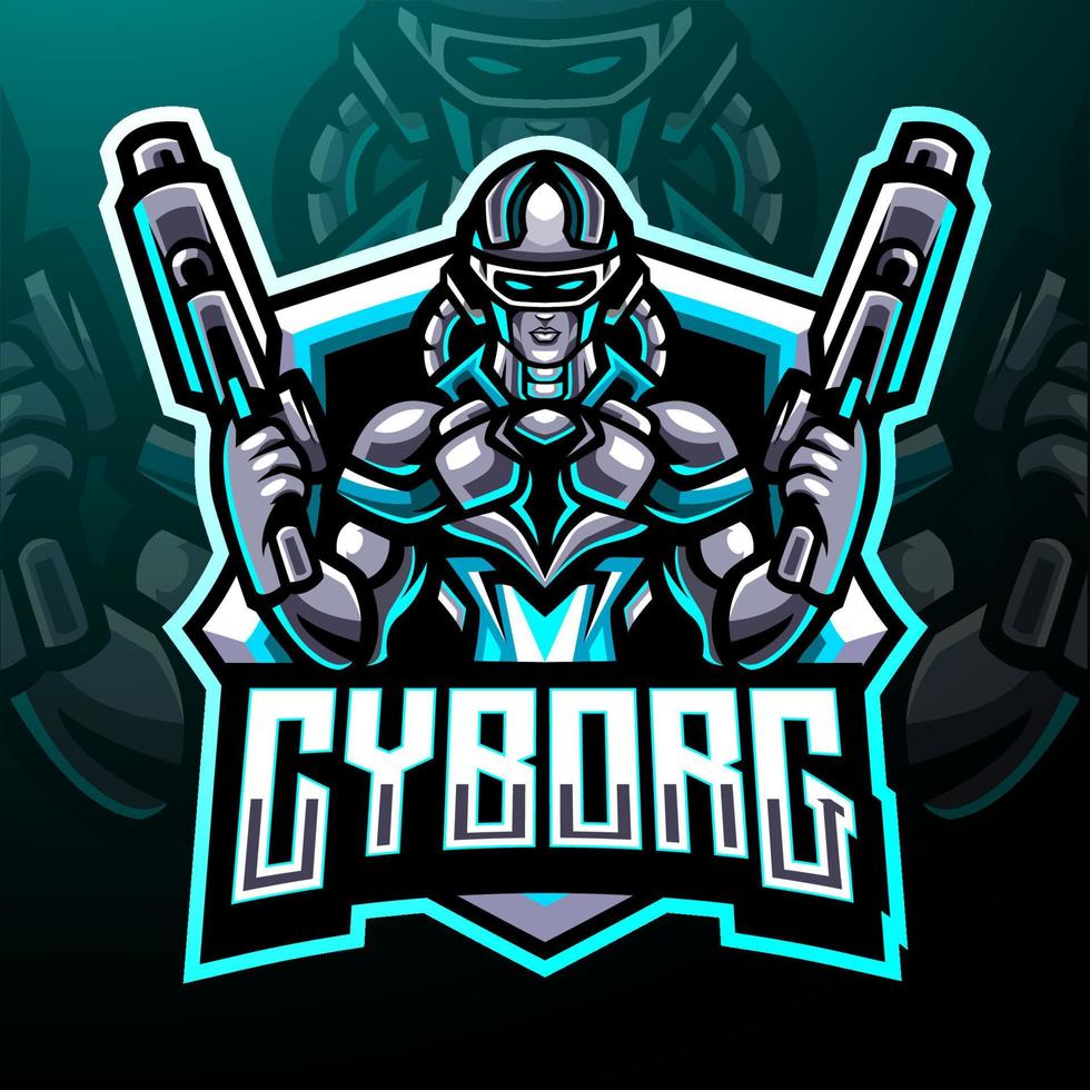 Cyborg mascot. esport logo design vector