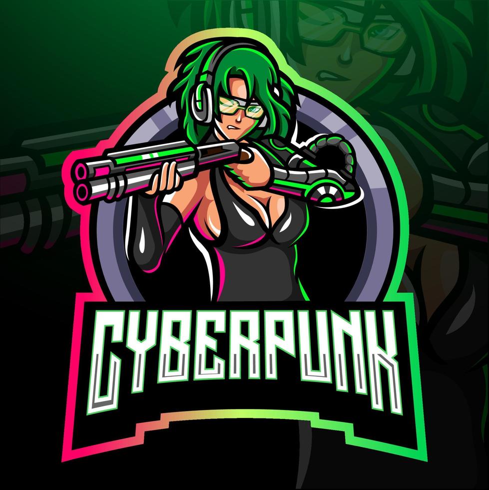 Cyber punk  esport logo mascot design vector