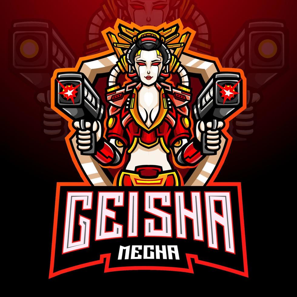 Geisha mecha esport logo mascot design vector