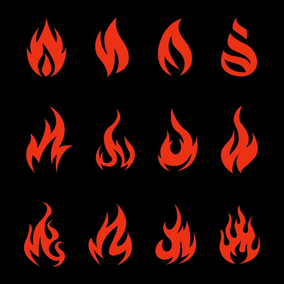 Fire Icons Set. Vector Illustration