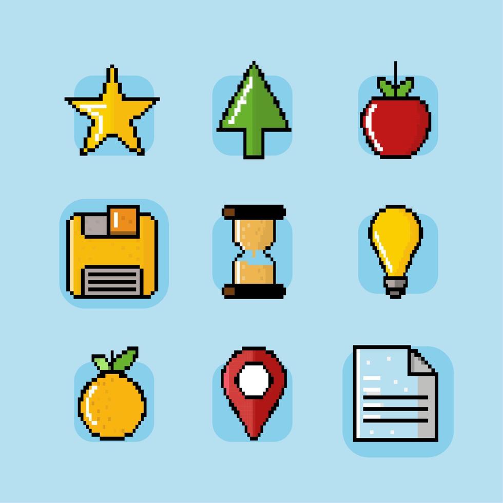 icons pixelated design vector