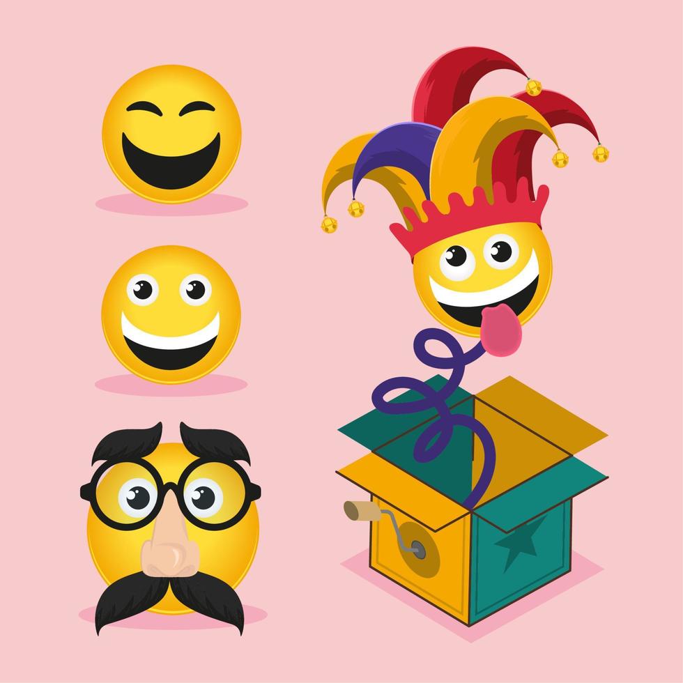 fools day emoticon vector