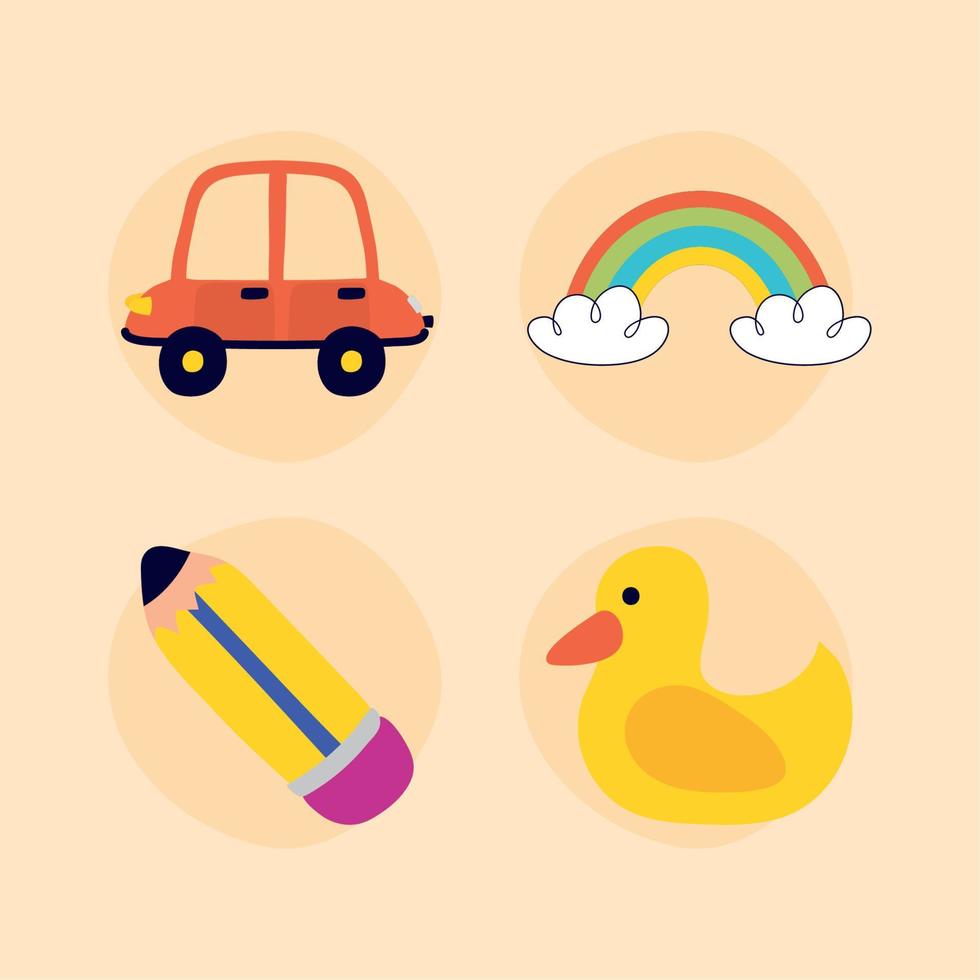 kids illustrations icons vector