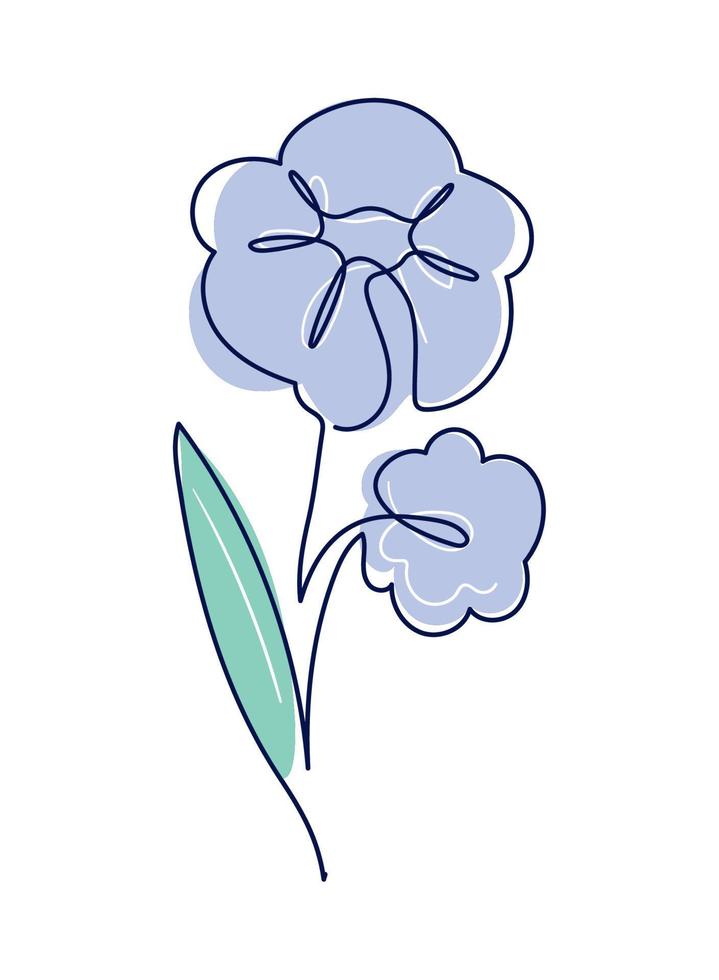 one line flower vector