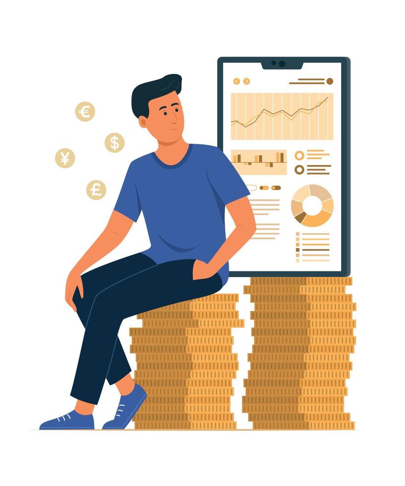 Man Investing and Getting Profit Concept Illustration vector