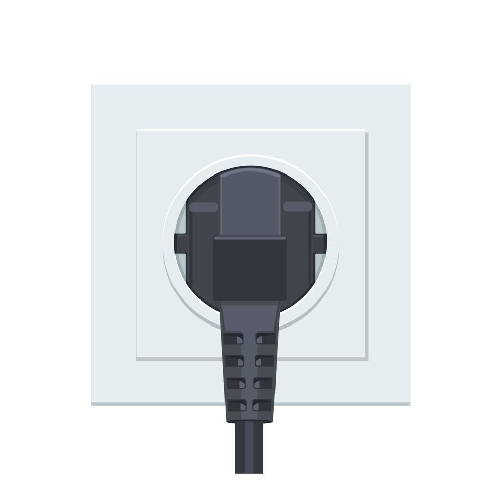 Electrical plug and socket included. Turn on the electrical connection. Flat vector illustration