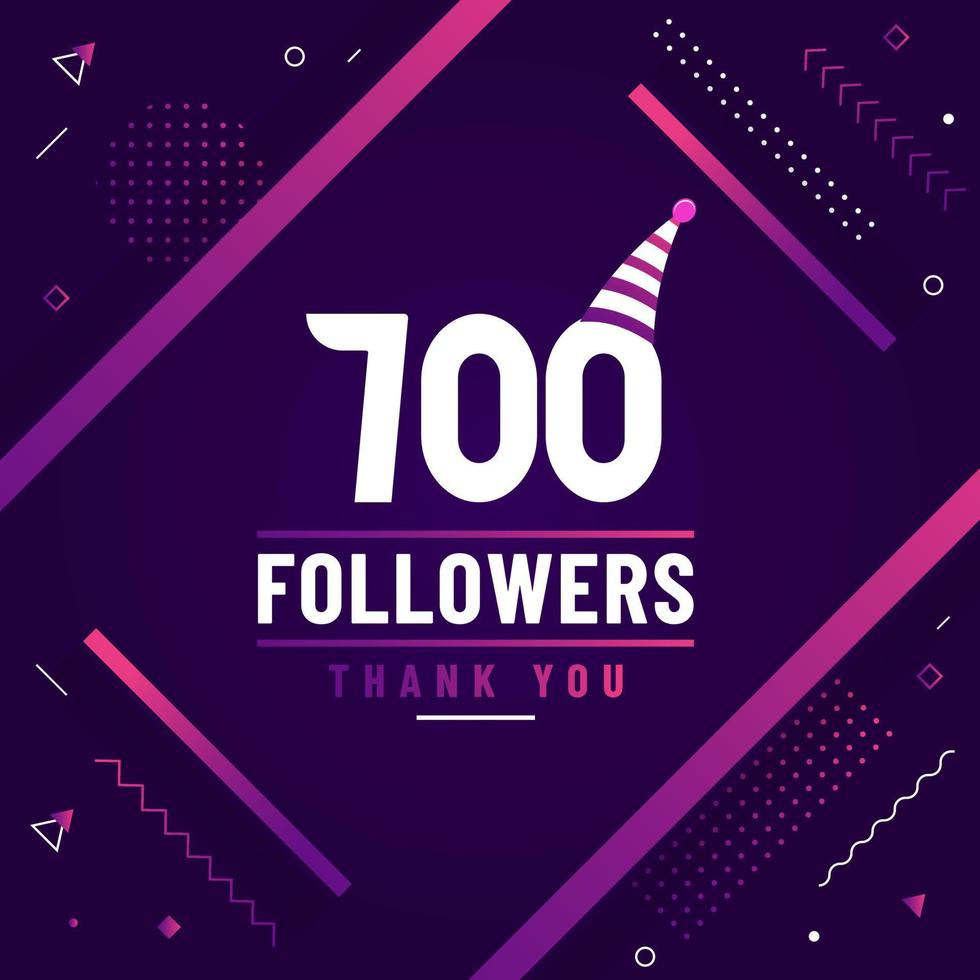 Thank you 700 followers celebration modern colorful design. vector