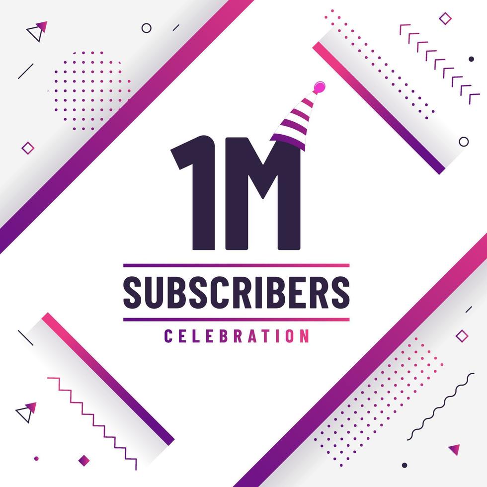 Thank you 1M subscribers, 1000000 subscribers celebration modern colorful design. vector