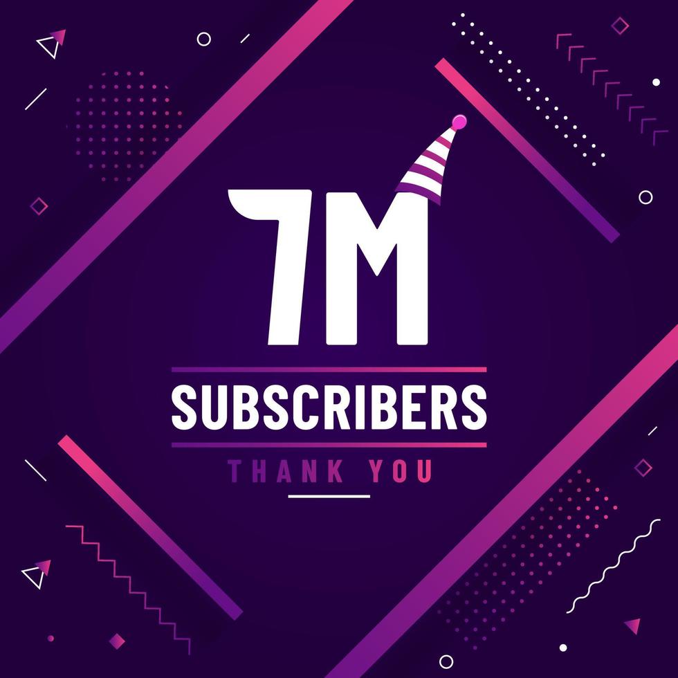 Thank you 7M subscribers, 7000000 subscribers celebration modern colorful design. vector