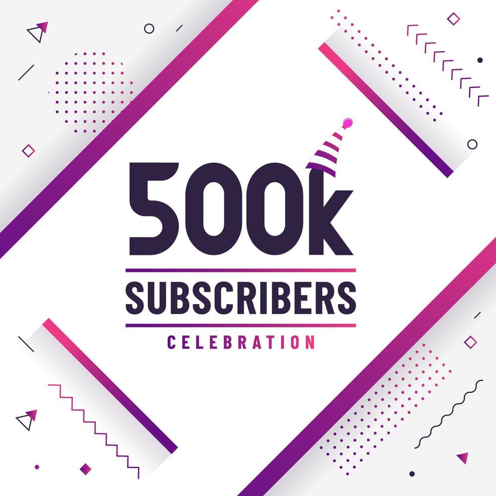 Thank you 500K subscribers, 500000 subscribers celebration modern colorful design. vector