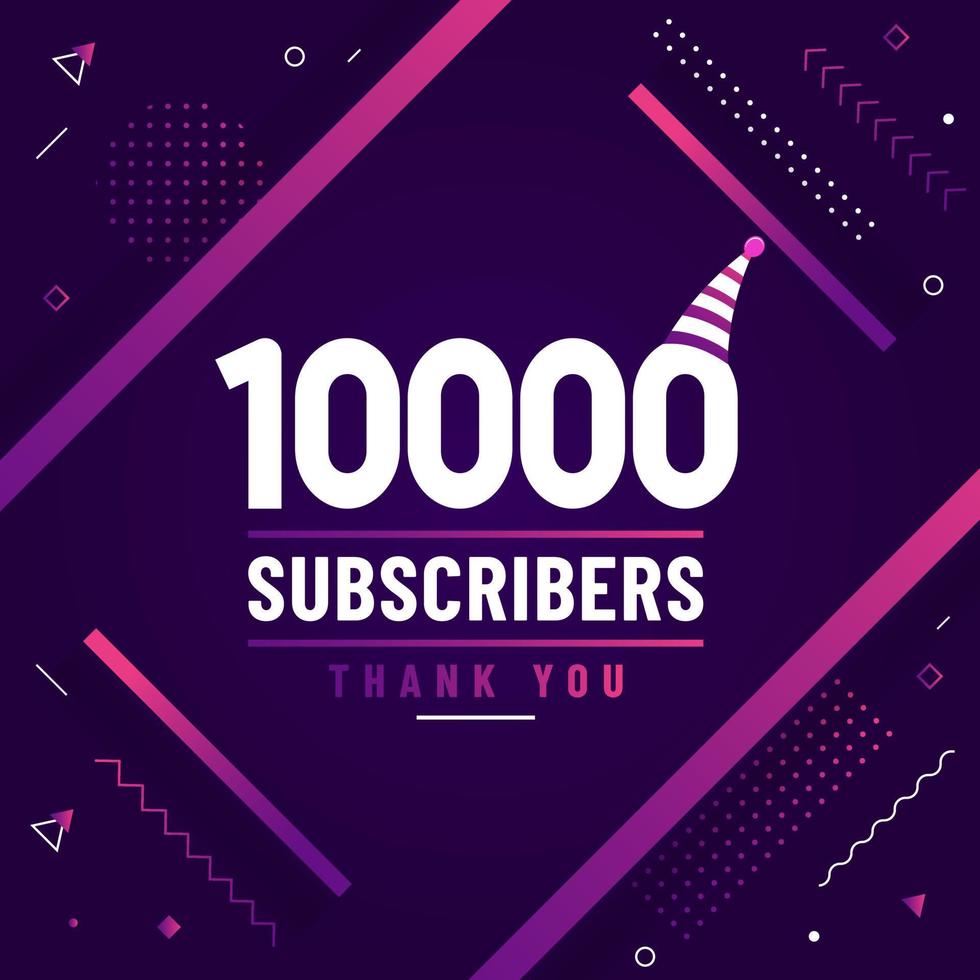 Thank you 10000 subscribers, 10K subscribers celebration modern colorful design. vector