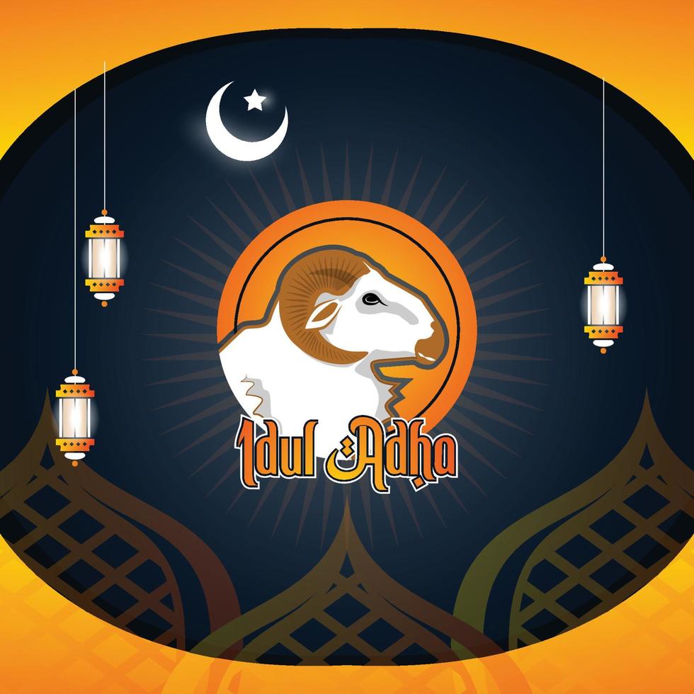 illustration icon idul adha with goat head vector