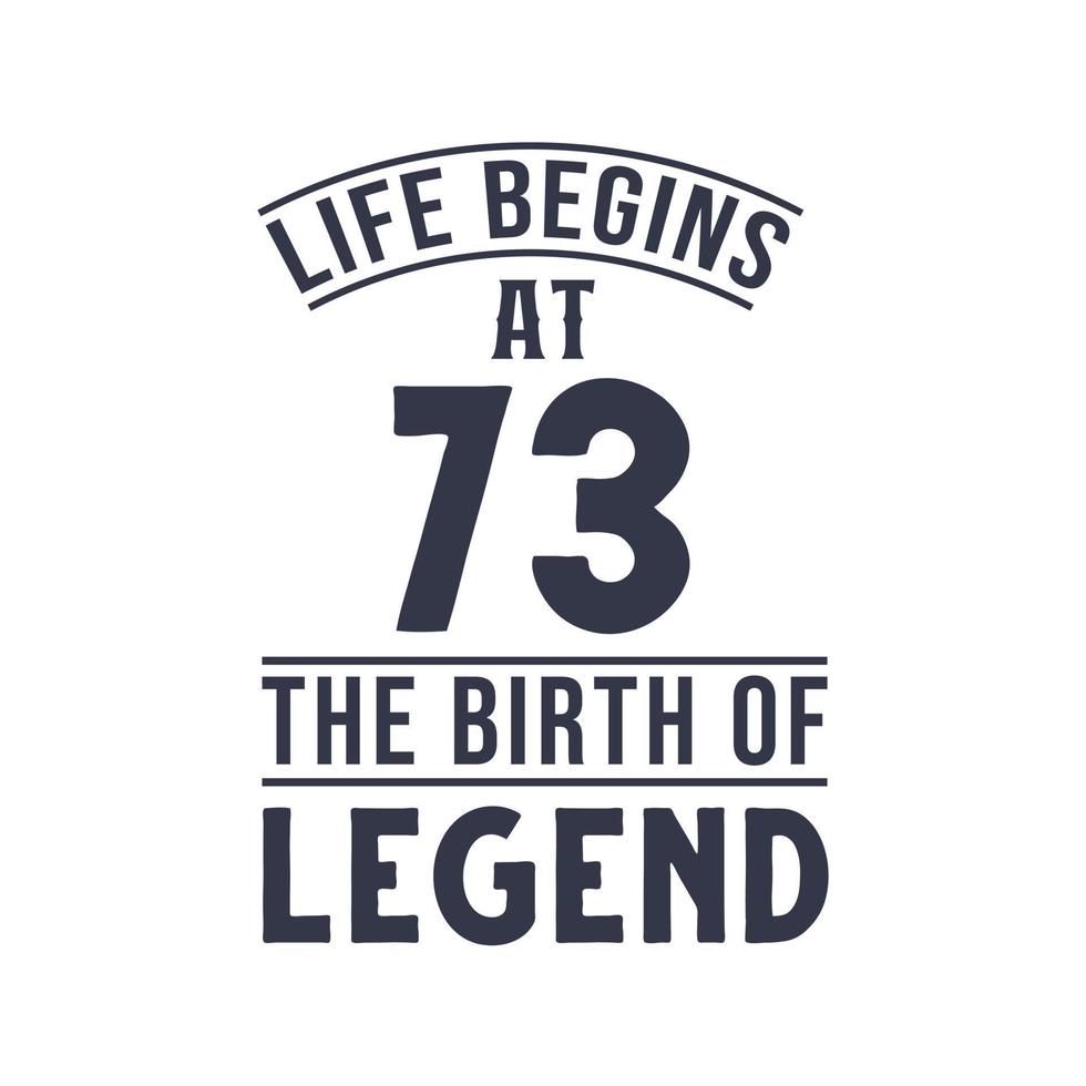 73rd birthday design, Life begins at 73 the birthday of legend vector