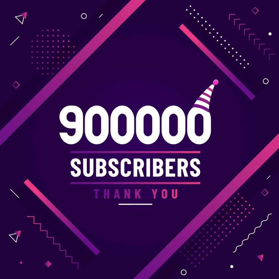 Thank you 900000 subscribers, 900K subscribers celebration modern colorful design. vector