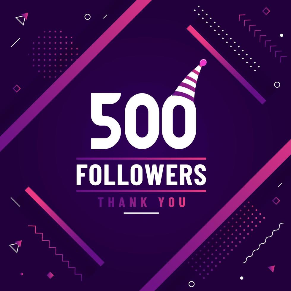 Thank you 500 followers celebration modern colorful design. vector