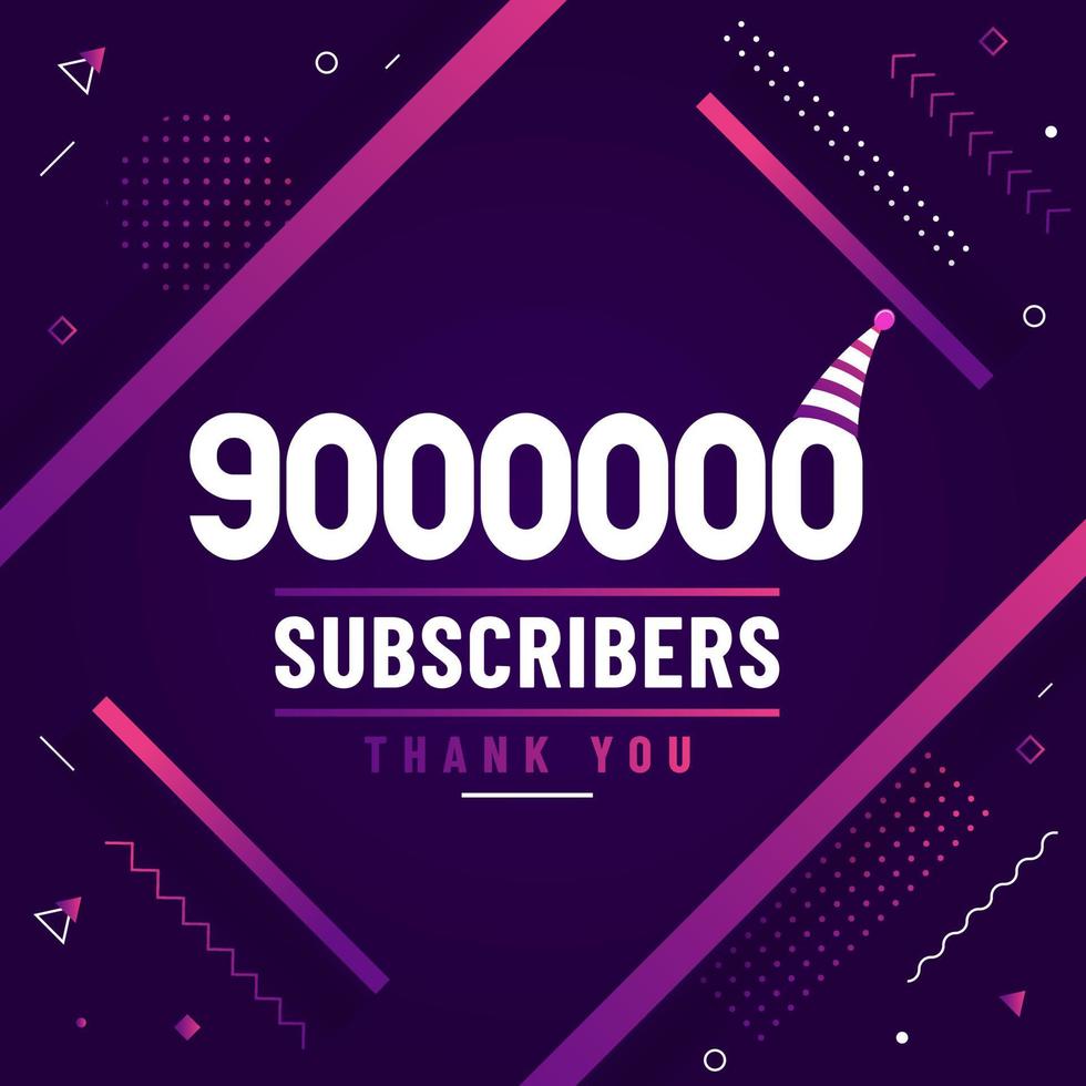 Thank you 9000000 subscribers, 9M subscribers celebration modern colorful design. vector