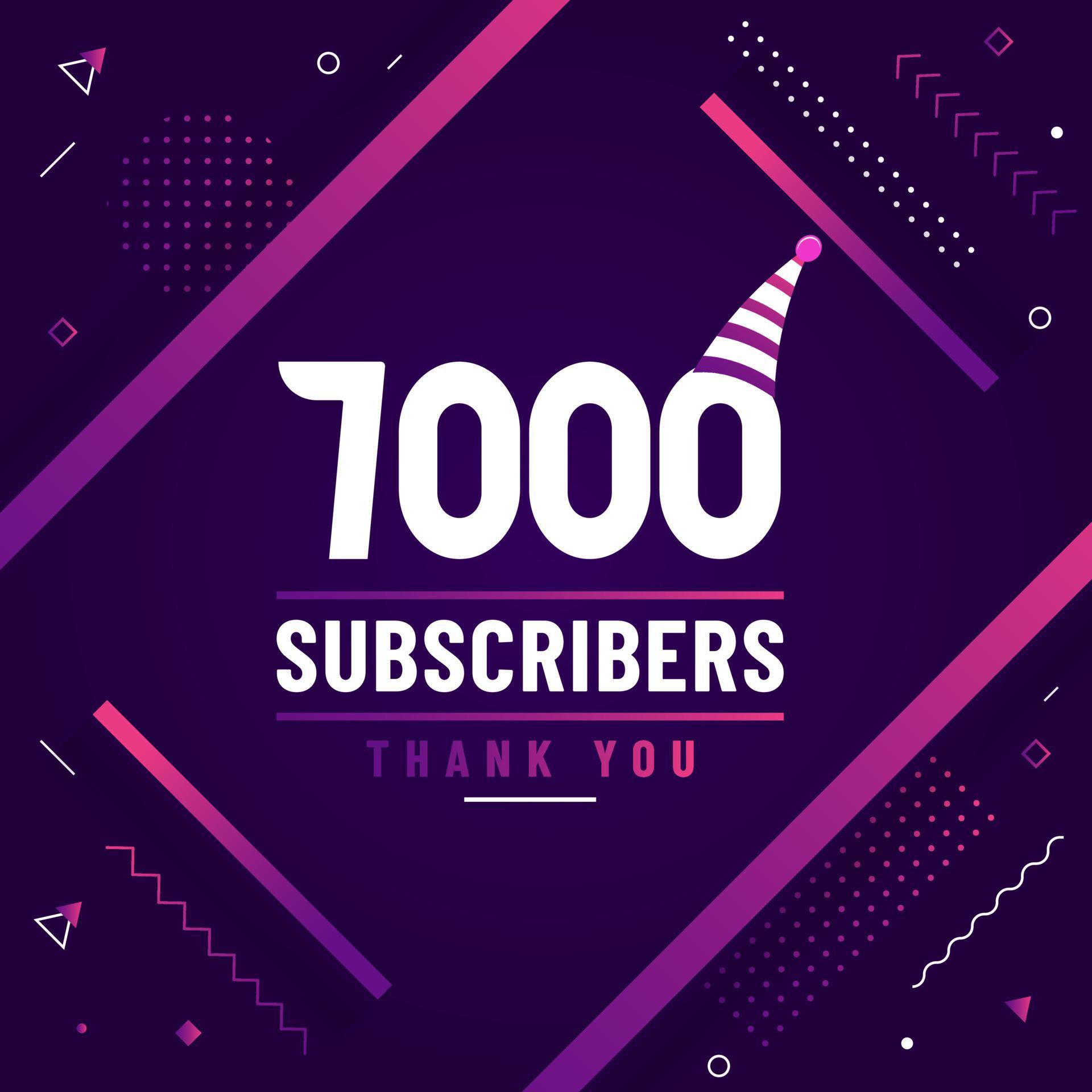 Thank you 7000 subscribers, 7K subscribers celebration modern colorful