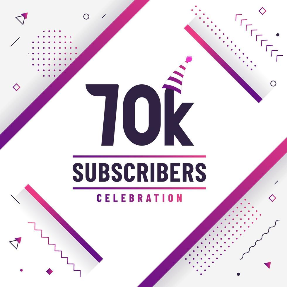 Thank you 70K subscribers, 70000 subscribers celebration modern colorful design. vector