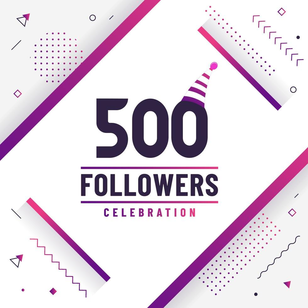 Thank you 500 followers celebration modern colorful design. vector