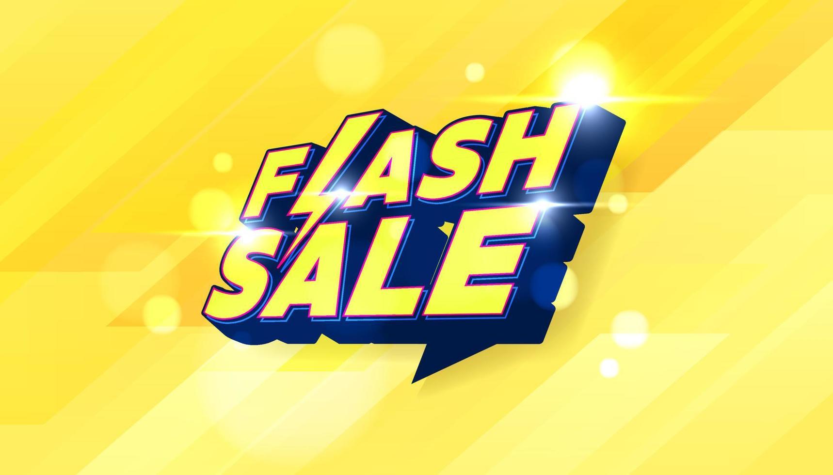 banner de compras de venta flash sobre fondo amarillo. diseño de plantilla de banner de venta flash para redes sociales y sitio web. oferta especial campaña de venta flash o promoción. vector