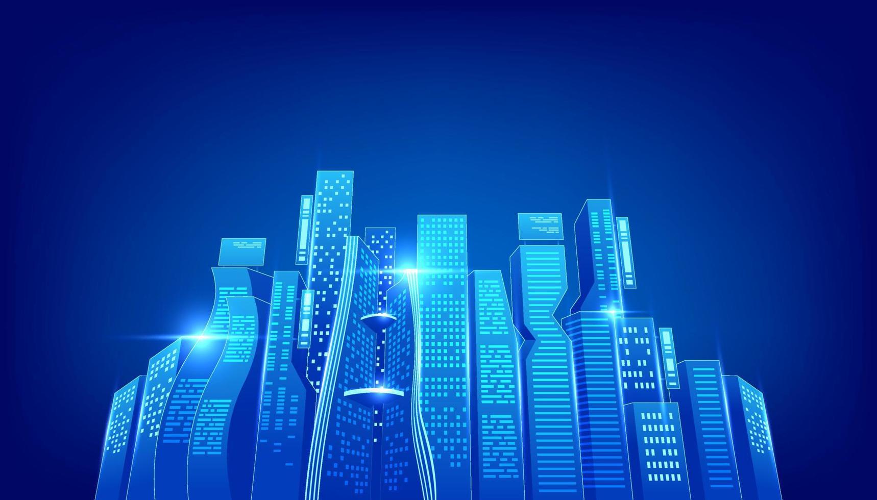 Digital city or futuristic city concept. Metaverse or Virtual reality