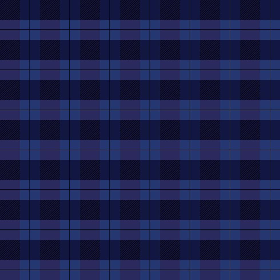 Tartan plaid seamless pattern background. Vector Endless Multicolored dark check plaid in blue tone for  textile design, flannel shirt, blanket, throw.  Trendy Scottish cage,Herringbone woven texture