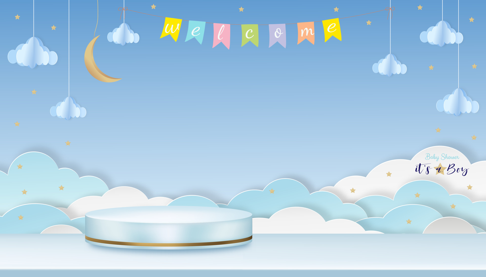 Cloud with Blue Sky background, Vector illustration Cloudscape layers