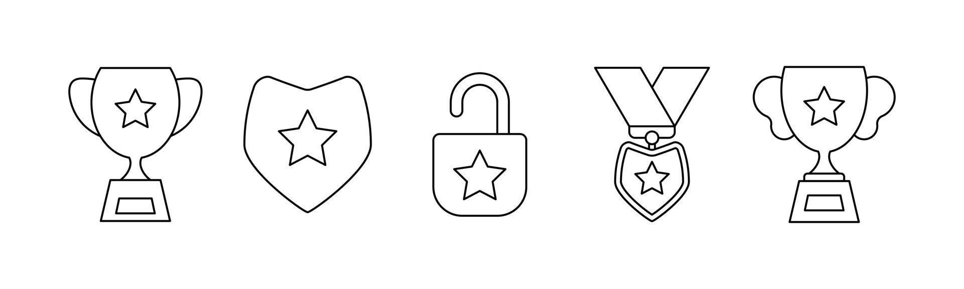 Rewards line art icon set design template vector illustration