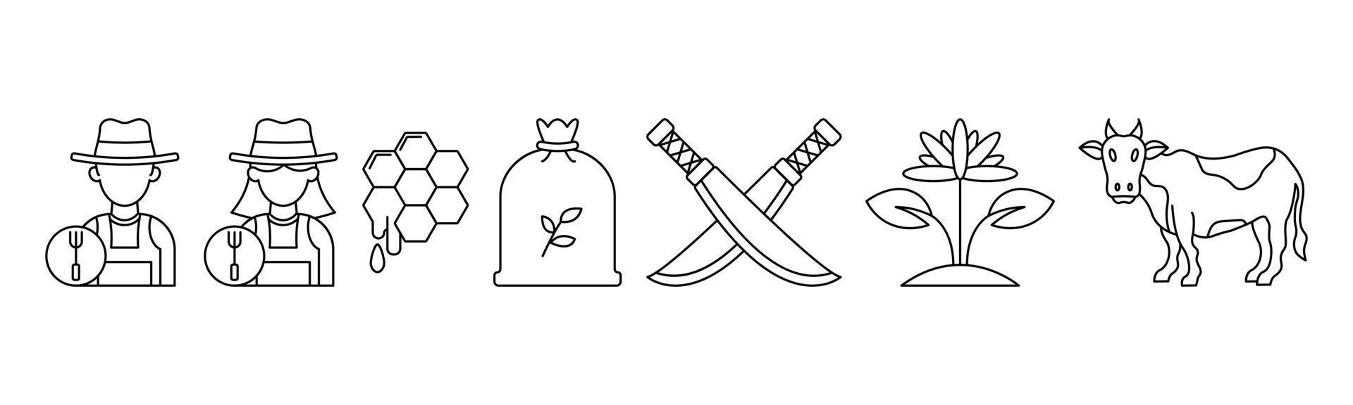Farm line art icon set design template vector illustration