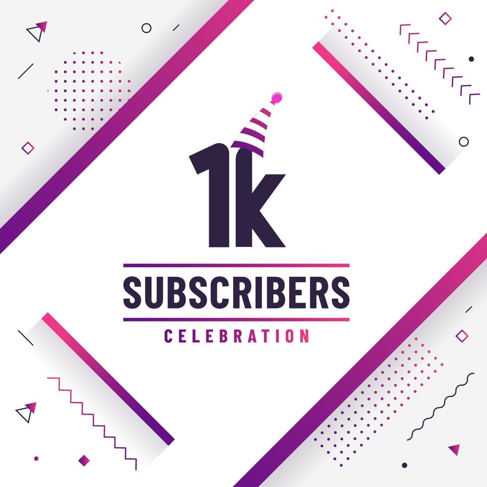 Thank you 1K subscribers, 1000 subscribers celebration modern colorful design. vector