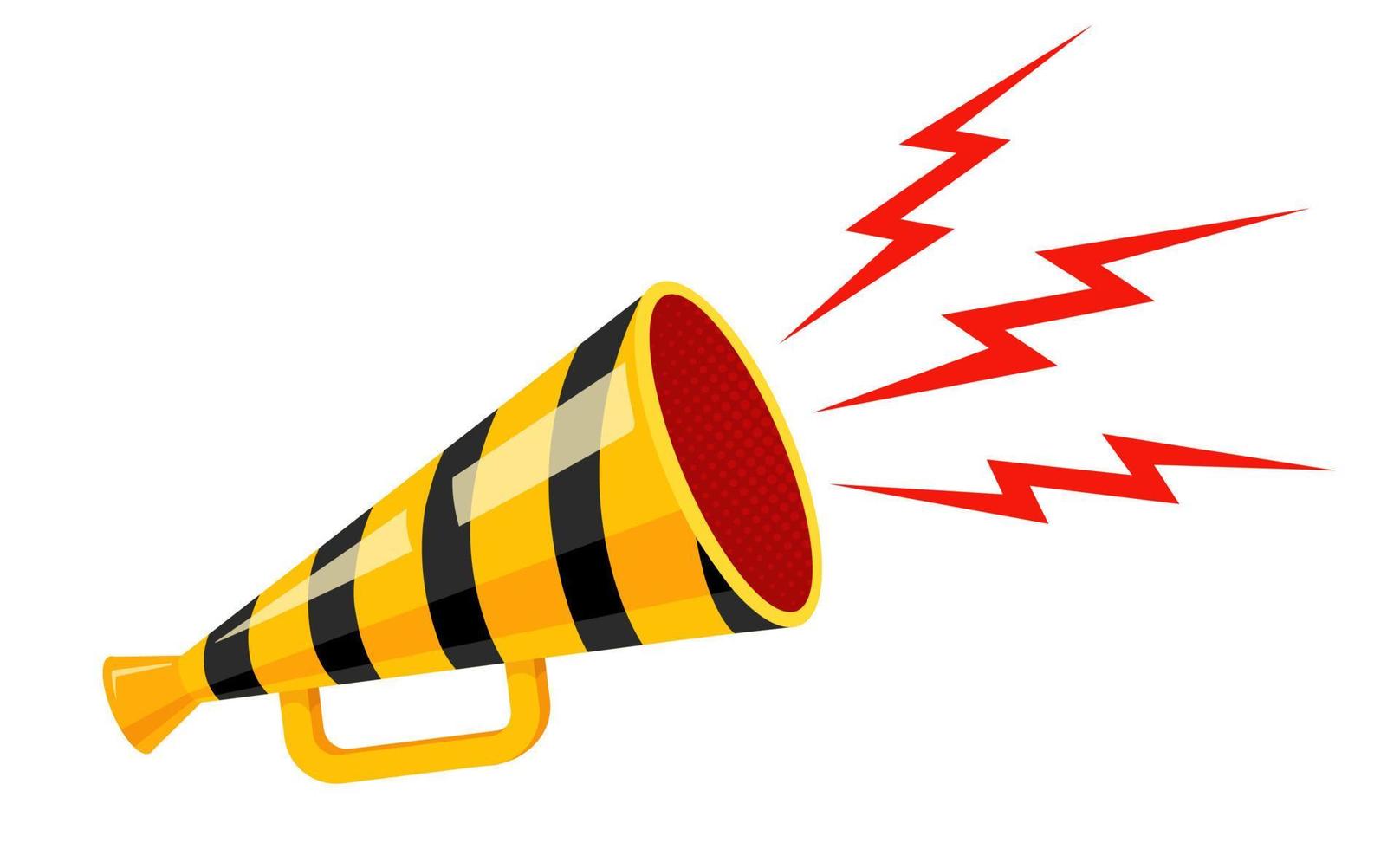 Vintage yellow megaphone with black lines. vector