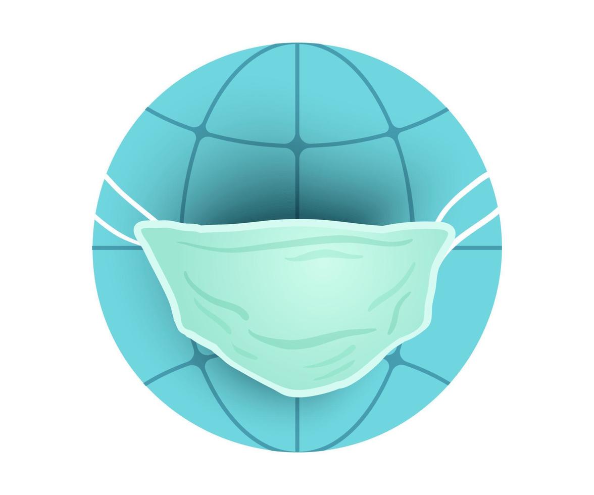 Earth planet with medical mask vector