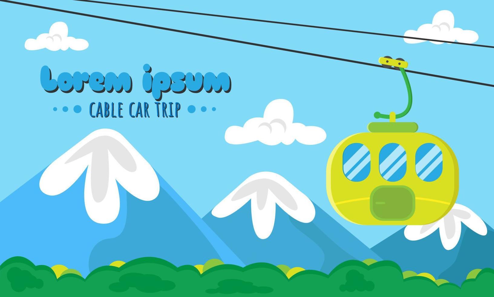 Background of cable car in the mountains with copy space area. Suitable for travel promotion vector